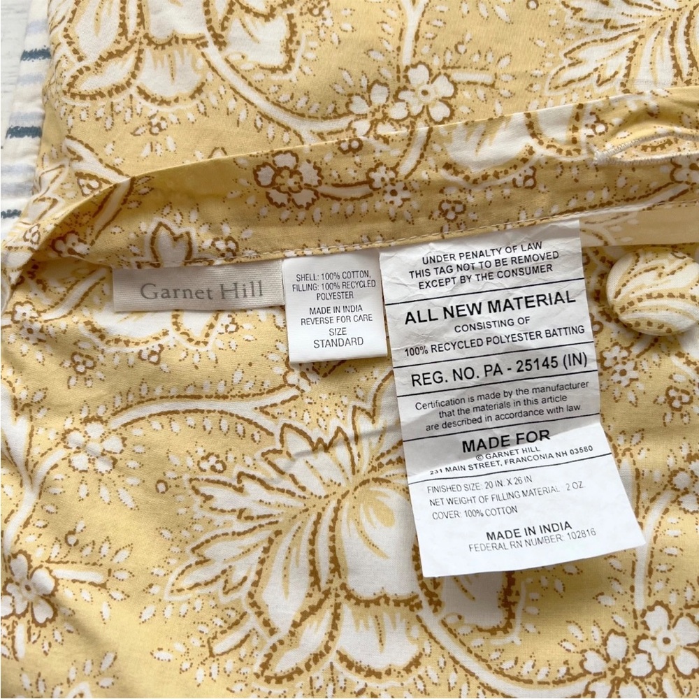 2 Garnet Hill Camille Quilted Patchwork Pillow Shams STANDARD Floral Stripe $138 - Picture 7 of 8